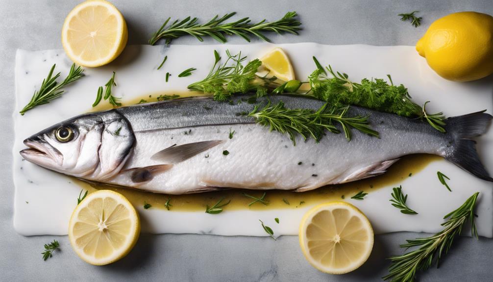 branzino and fresh herbs