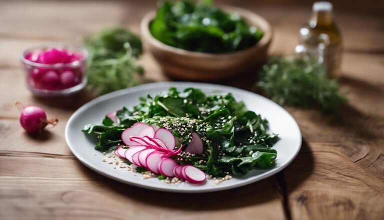 Sous Vide Bitter Greens With Sesame Dressing for Pitta