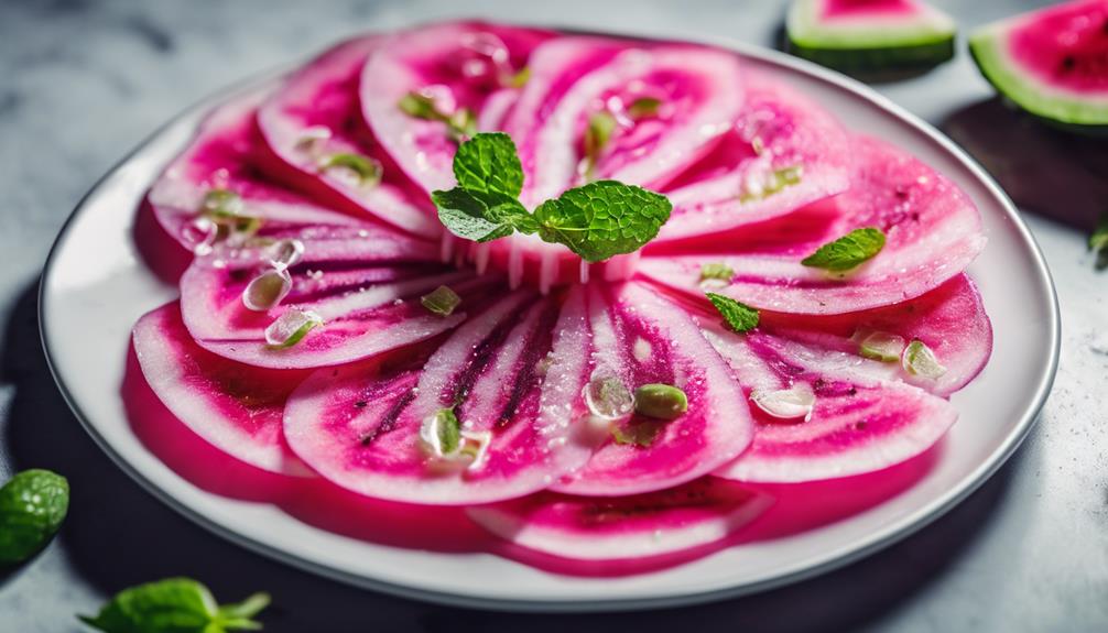 delicate watermelon radish dish