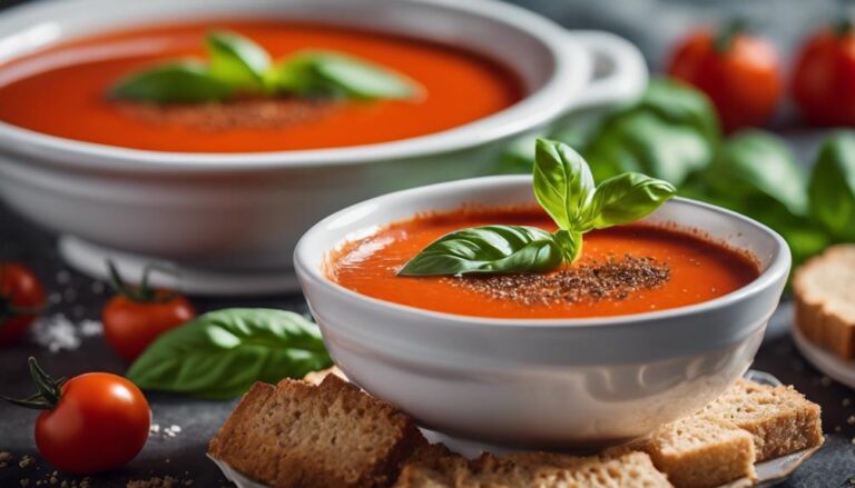 Sous Vide Tomato Basil Soup With Whole Wheat Croutons