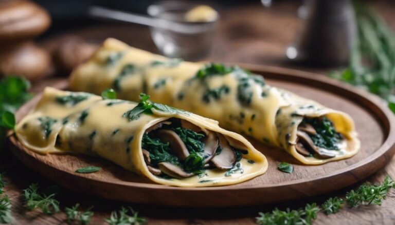 Sous Vide Spinach and Mushroom Whole Wheat Crepes