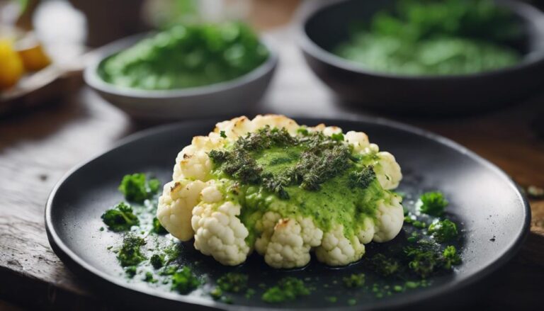 Sous Vide Cauliflower Steak With Green Herb Sauce"