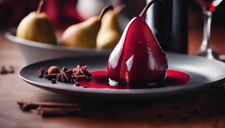 Sous Vide Pear in Red Wine Reduction