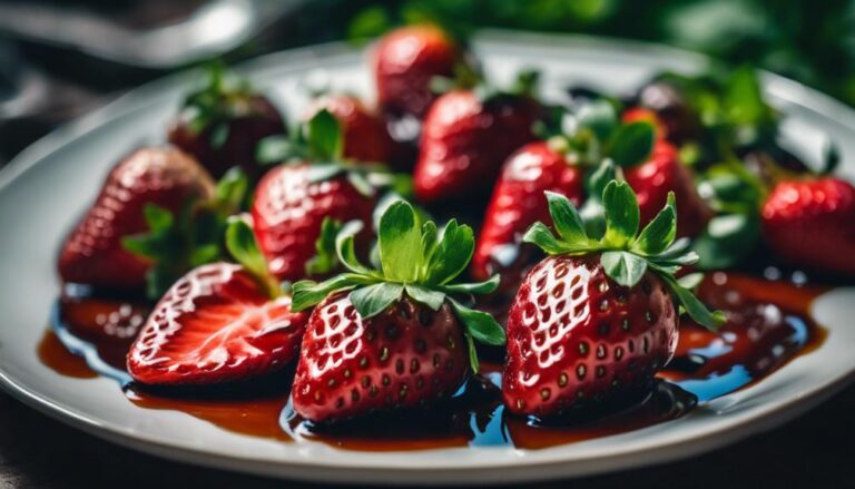 Sous Vide Balsamic Vinegar Strawberries Over Arugula