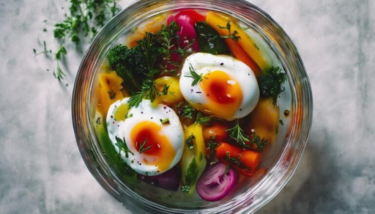 Sous Vide Vegetable Broth With Poached Eggs