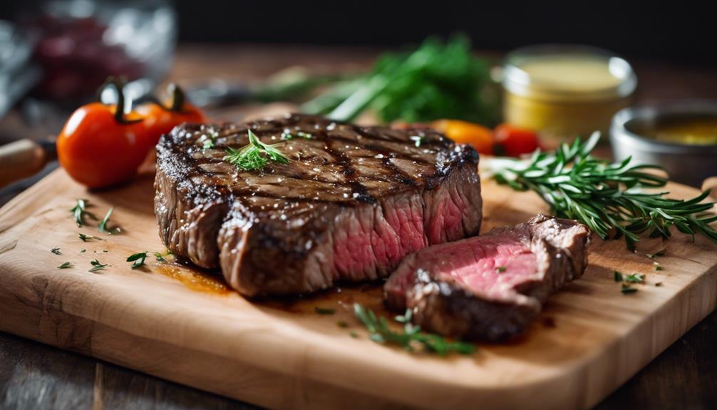 deliciously cooked ribeye steak