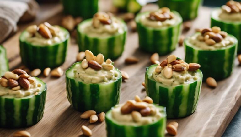 Sous Vide Cucumber Cups With Hummus and Pine Nuts