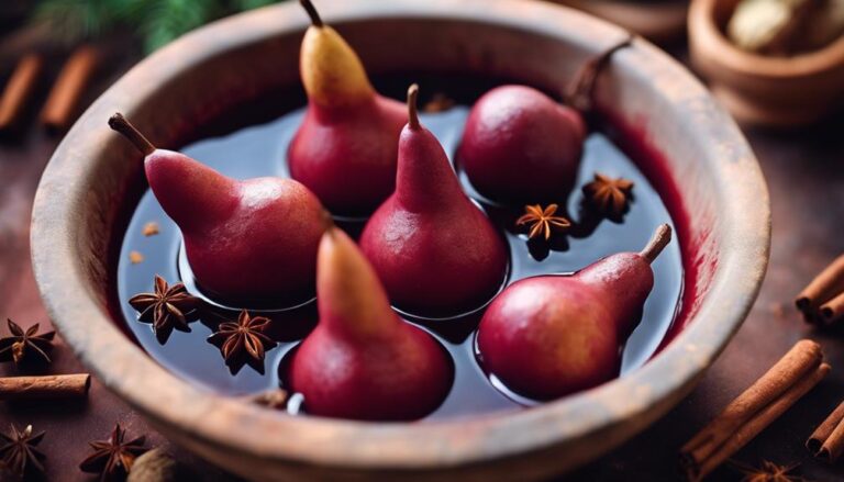 Sous Vide Poached Pears in Red Wine