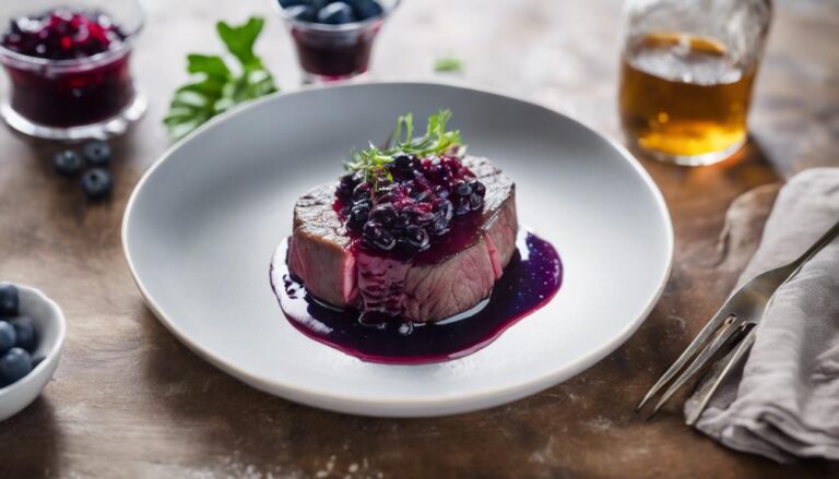 Sous Vide Pan-Seared Kangaroo With Blueberry Compote