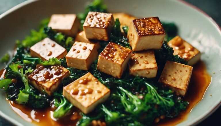 Sous Vide Miso-Glazed Tofu With Stir-Fried Greens