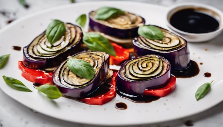 Sous Vide Eggplant and Roasted Red Pepper Stack