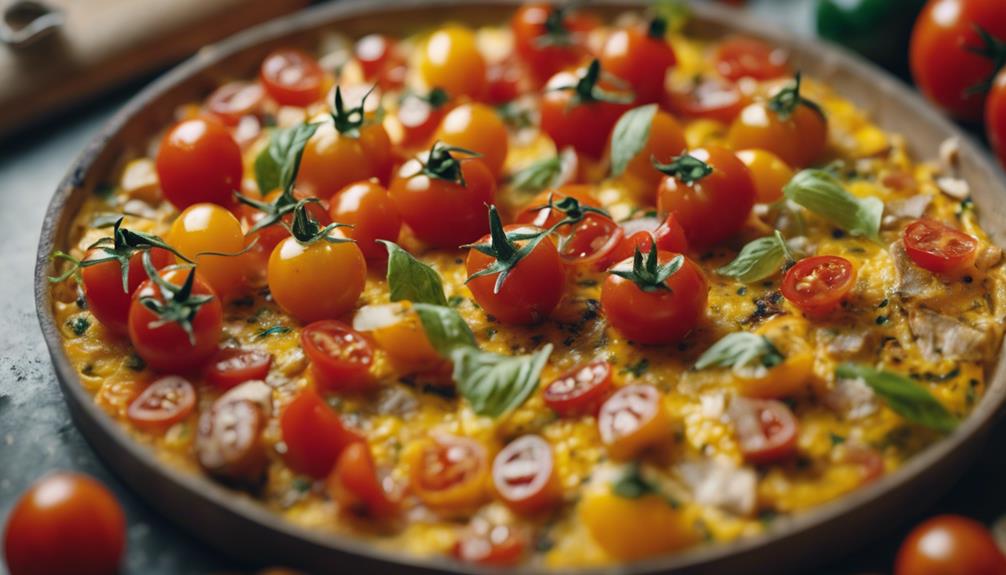 frittata with diverse tomatoes