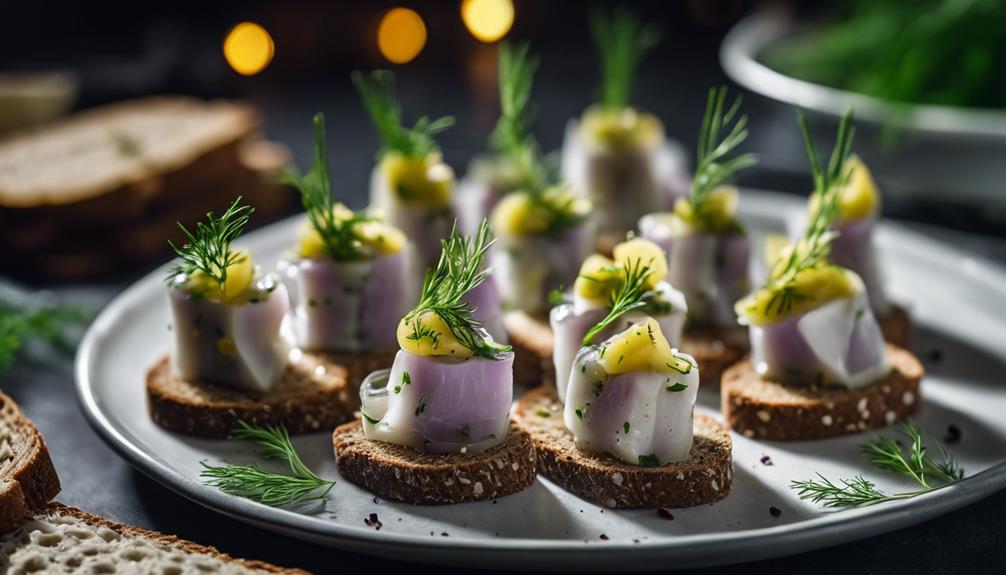 gourmet appetizer with herring