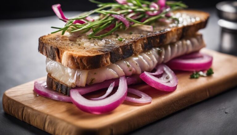 Sous Vide Mackerel on Rye With Pickled Red Onion