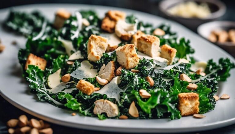 Sous Vide Kale and Chicken Caesar With Almond Croutons