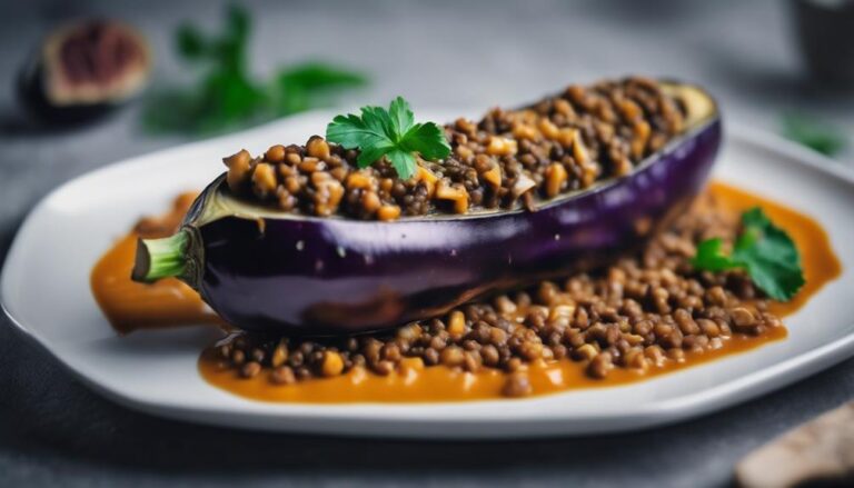 Sous Vide Stuffed Eggplant With Lentils and Walnuts