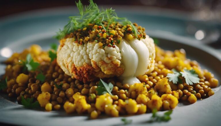 Sous Vide Cauliflower Steak With Curried Lentils