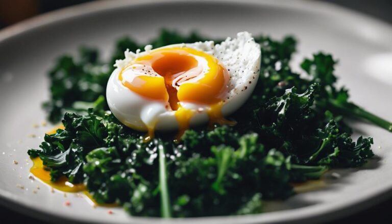 Sous Vide Garlic Kale and Poached Eggs