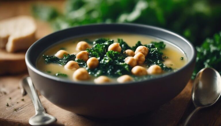 Chicken Broth Soup With Kale and Chickpeas