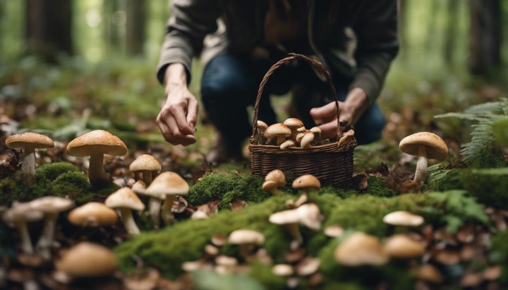 mushroom hunting in woods