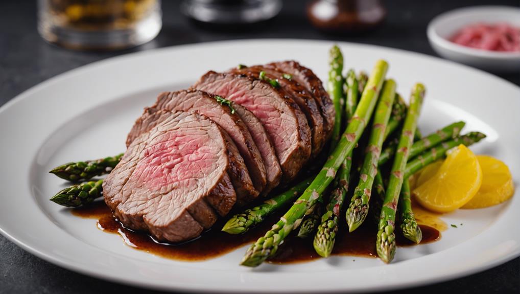 precision cooked sirloin and asparagus