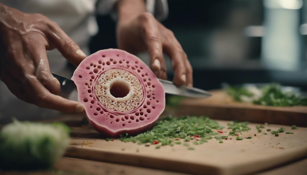 preparing lotus root slices