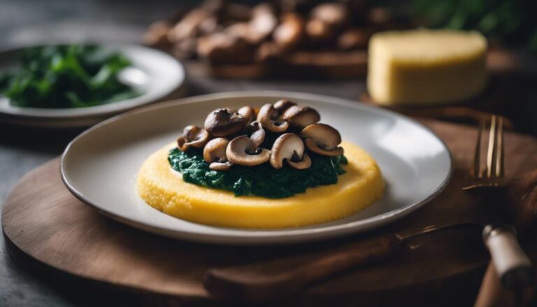 Sous Vide Mushroom and Spinach Polenta