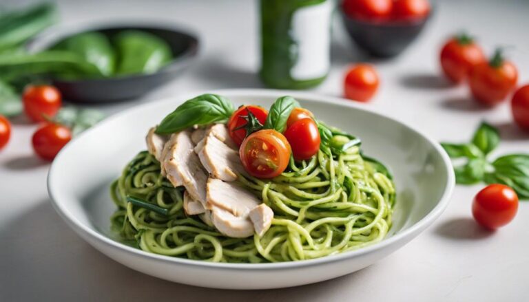 Sous Vide Zucchini Noodle Bowl With Pesto Chicken