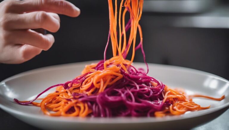 Beet and Carrot Sous Vide Noodles With Tahini Sauce