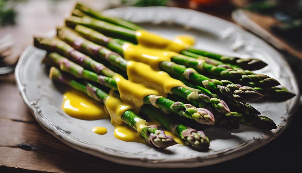 tender asparagus with sauce