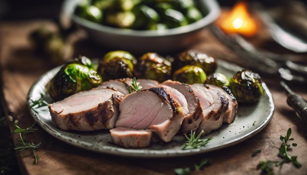 tender pork with brussels