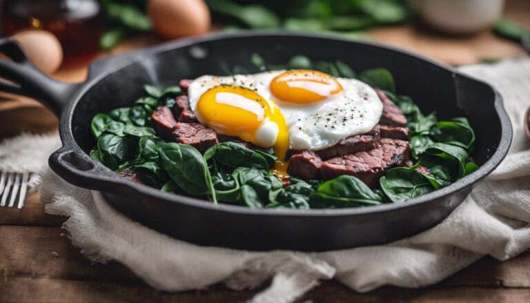 Sous Vide Kangaroo and Spinach Breakfast Skillet