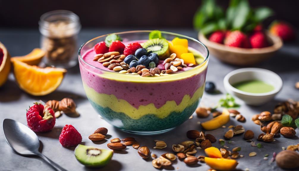 adding toppings to smoothie bowls