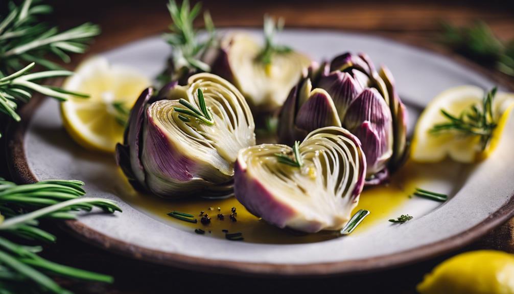 artichokes cooked in herbs