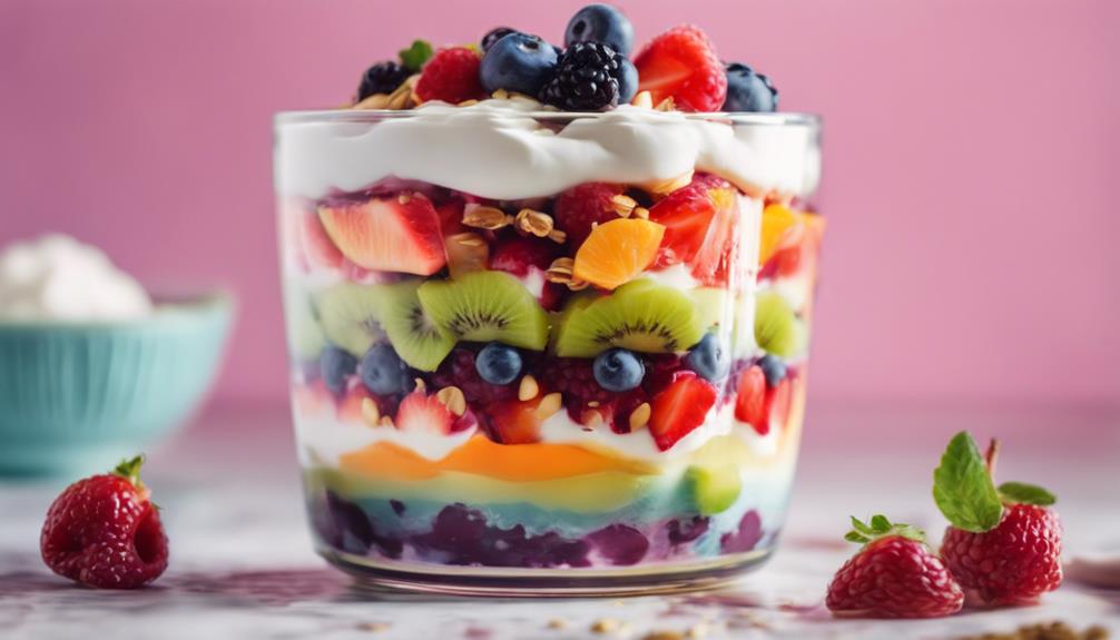 colorful layered fruit dessert