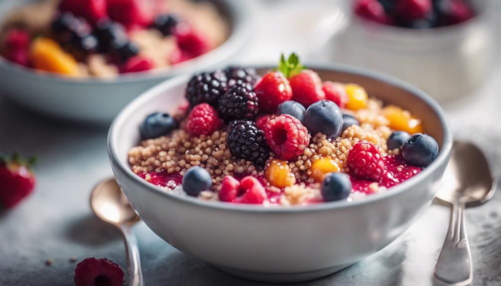 colorful quinoa berry bowls