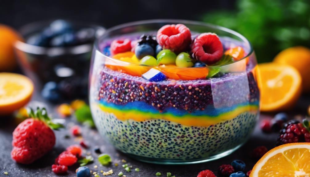 colorful variety of chia pudding