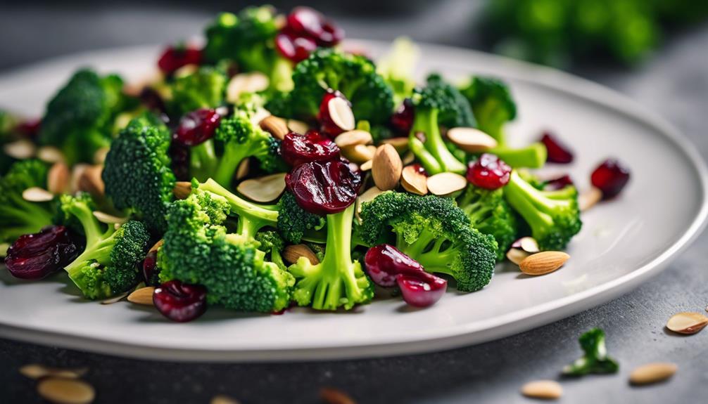 cooked broccoli and almonds