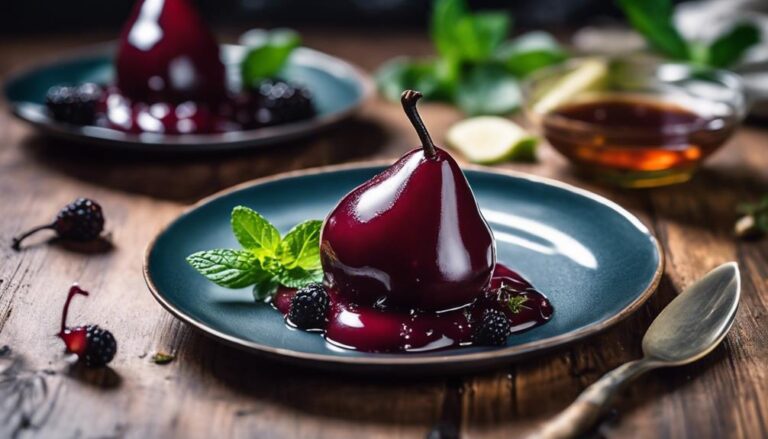 Sous Vide Poached Pears With Blackberry Sauce