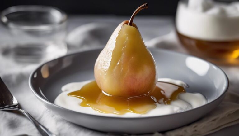 Breakfast Sous Vide Poached Pear With Honey and Greek Yogurt