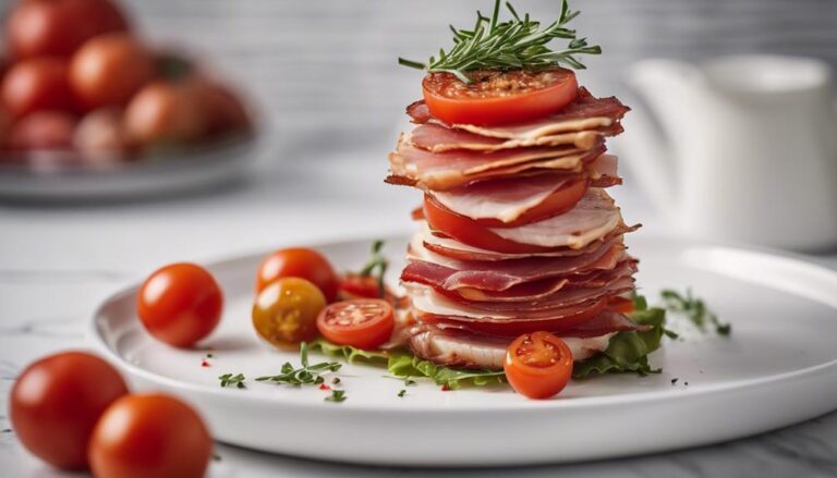 Sous Vide Turkey Bacon and Tomato Stack