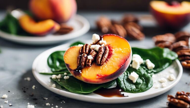 Sous Vide Grilled Peach and Spinach Salad