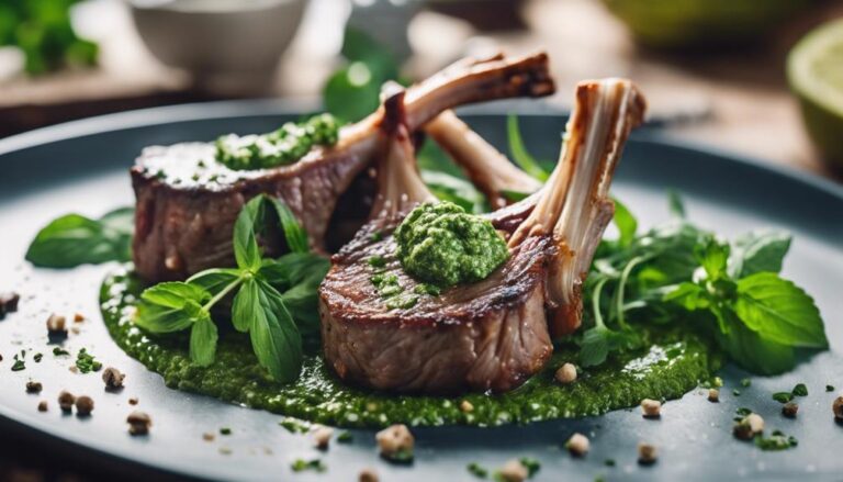 Sous Vide Organic Lamb Chops With Mint Pesto