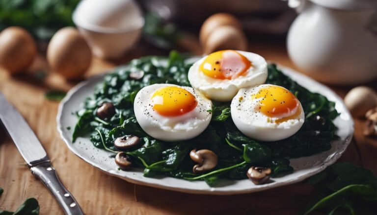 Sous Vide Poached Eggs With Spinach and Mushrooms