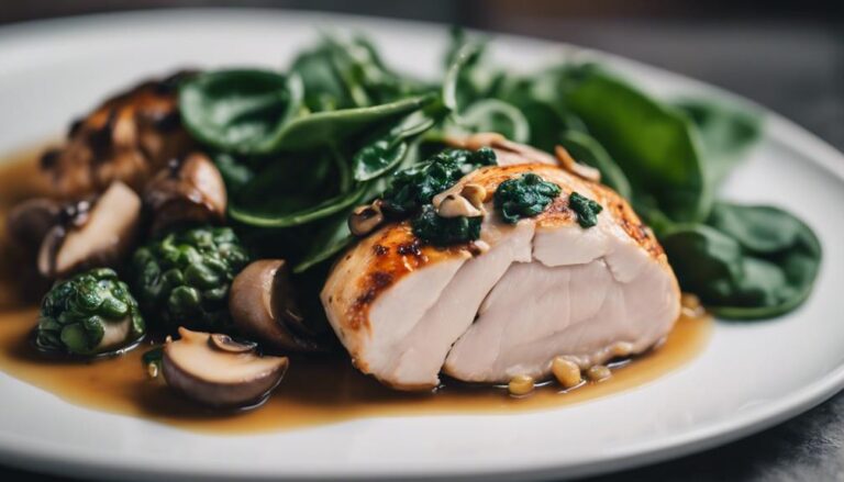 Sous Vide Mushroom and Spinach Stuffed Chicken