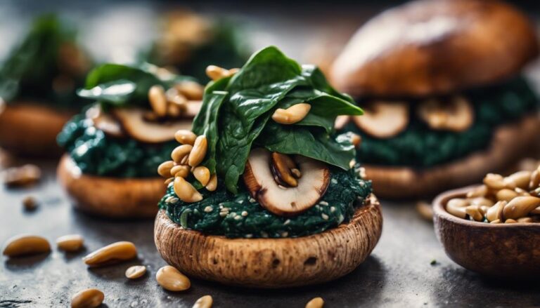 Sous Vide Portobello Mushrooms Stuffed With Spinach and Pine Nuts