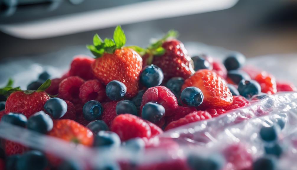 mixing berries in smoothie