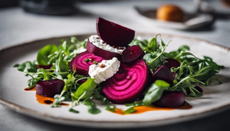 Lunch Sous Vide Beet and Goat Cheese Arugula Salad