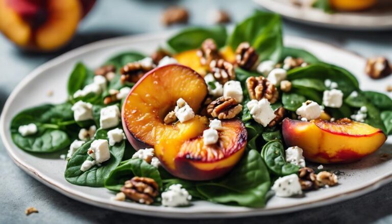 Salad Sous Vide Grilled Peach and Spinach Salad