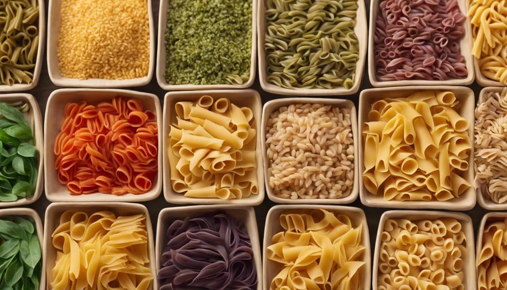 varieties of whole grain pasta